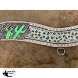 Showman Hand Painted Cactus tripping collar with Hair On Cheetah Inlay - Country Scene Saddlery and Pet Supplies