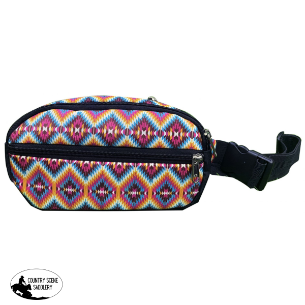 Showman Hip Pack (Fanny Pack) Bag With Bright Pink Aztec Print Design Fanny Packs / Bum Bags