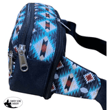 Showman Hip Pack (Fanny Pack) Bag with Blue Aztec design - Country Scene Saddlery and Pet Supplies
