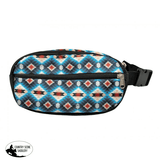 Showman Hip Pack (Fanny Pack) Bag with Blue Aztec design - Country Scene Saddlery and Pet Supplies