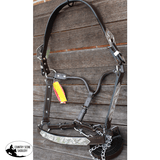 New! Showman Horse Size double stitched leather show halter with engraved silver plates accented with aqua rhinestones - Country Scene Saddlery and Pet Supplies