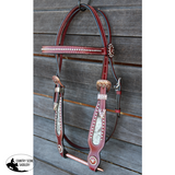 Showman™ leather browband beaded headstall. - Country Scene Saddlery and Pet Supplies