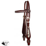 Showman™ leather browband beaded headstall. - Country Scene Saddlery and Pet Supplies