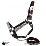 *Showman leather double stitched silver and gold star horse. - Country Scene Saddlery and Pet Supplies