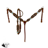 Showman™ Medium oil leather one ear headstall with beaded southwest design . - Country Scene Saddlery and Pet Supplies