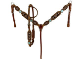 Showman™ Medium oil leather one ear headstall with beaded southwest design . - Country Scene Saddlery and Pet Supplies