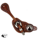 Showman™ men's size floral tooled leather spur straps. - Country Scene Saddlery and Pet Supplies
