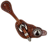 Showman™ men's size floral tooled leather spur straps. - Country Scene Saddlery and Pet Supplies