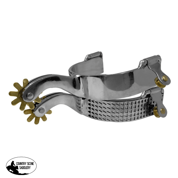 Showman Mens Size Stainless Steel Rasp Spur Western Spurs