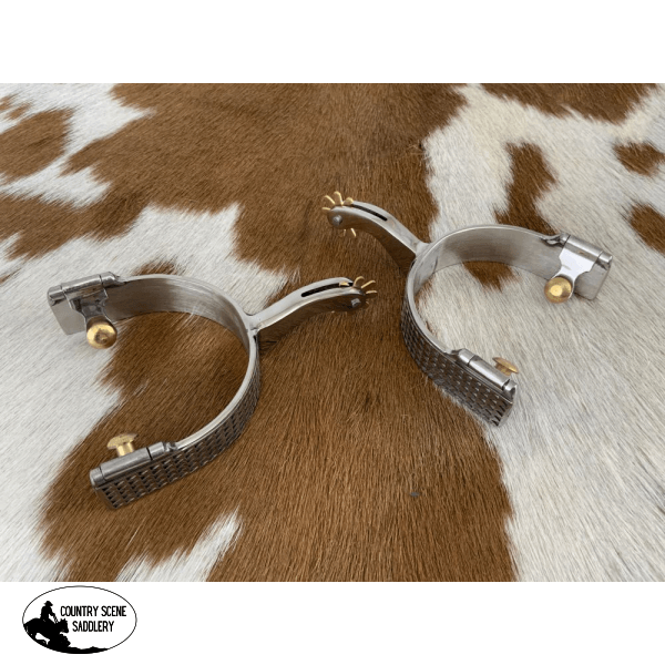 Showman Mens Size Stainless Steel Rasp Spur Western Spurs