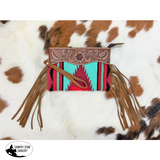 Showman ® 100% Wool Southwest Design Saddle Blanket Wristlet. Tote Bag