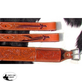 Showman ® 3" wide Accorn Tooled Leather back cinch. - Country Scene Saddlery and Pet Supplies