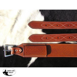 Showman ® 3" wide Basketweave Tooled Leather back cinch. - Country Scene Saddlery and Pet Supplies