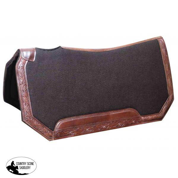 New! Showman® 30 X 30X 1 Brown Felt Pad With Tooled Leather Trim.