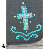 Showman ® 30" X 32" X 1" Black felt pad with crystal rhinestone cross design. - Country Scene Saddlery and Pet Supplies