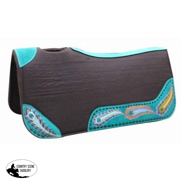 New! Showman ® 31 X 32 1 Brown Felt Saddle Pad With Hand Painted Peacock Design.