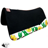 Showman ® 31" x 32" black felt saddle pad with sunflower and cactus design. - Country Scene Saddlery and Pet Supplies