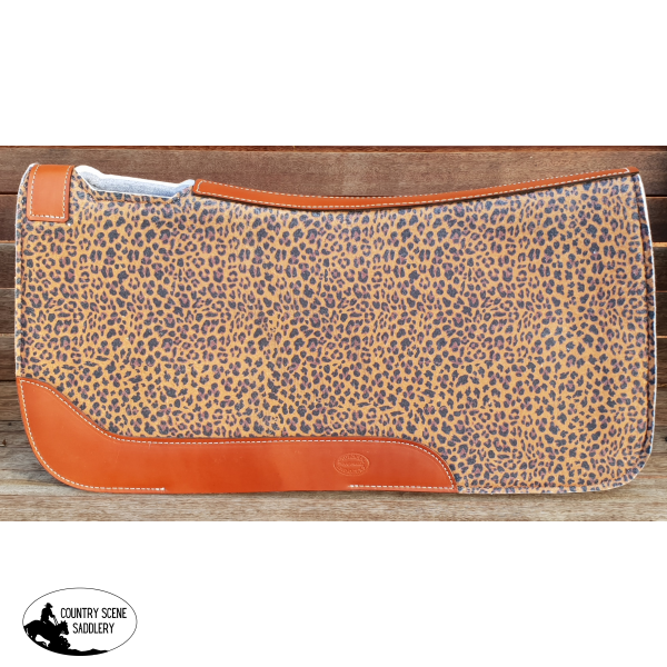 Showman ® 31 X 32 Cheetah Printed Solid Felt Saddle Pad. Laced One Eared