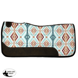 Showman ® 31" x 32" Nylon Printed Top Contoured Felt Bottom Saddle Pad - Aqua Aztec - Country Scene Saddlery and Pet Supplies
