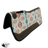 Showman ® 31 X 32 Nylon Printed Top Contoured Felt Bottom Saddle Pad - Aqua Aztec Western