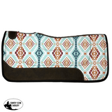 Showman ® 31 X 32 Nylon Printed Top Contoured Felt Bottom Saddle Pad - Aqua Aztec Western