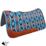 Showman ® 31" X 32" Teal and Brown Southwest Printed Solid Felt Saddle Pad. - Country Scene Saddlery and Pet Supplies