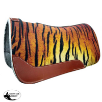 New! Showman ® 31 X 32 Tiger Printed Solid Felt Saddle Pad. Laced One Eared