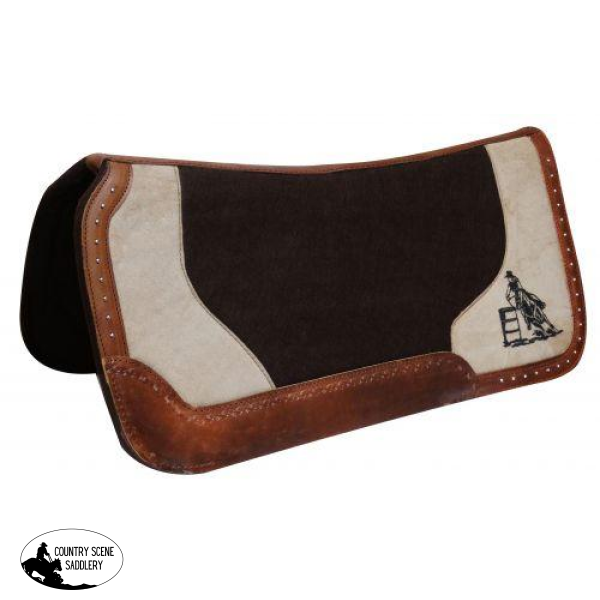 New! Showman ® 31 X Dark Brown Felt Pad With Barrel Racer Embroidery.