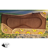 Showman ® 32" x 31" x 1" Brown Built Up Felt Saddle Pad with Sunflower Design. - Country Scene Saddlery and Pet Supplies