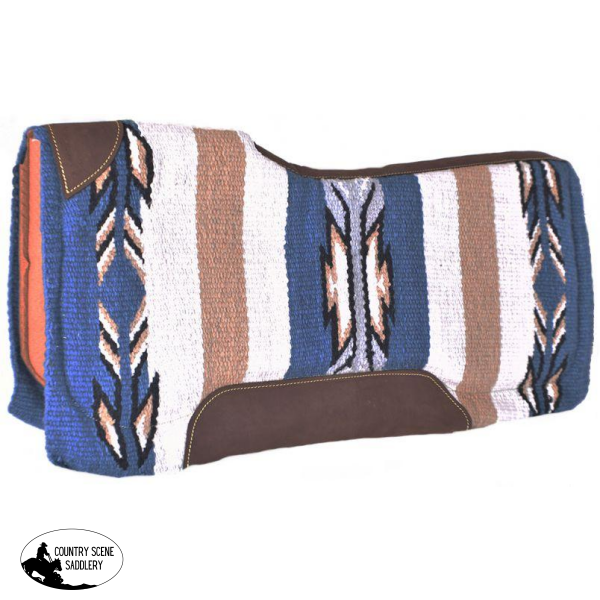 New! Showman® 34 X 36 3/4 Teal Beige Black And Brown. Brown Colored Memory Felt Bottom Saddle Pad.