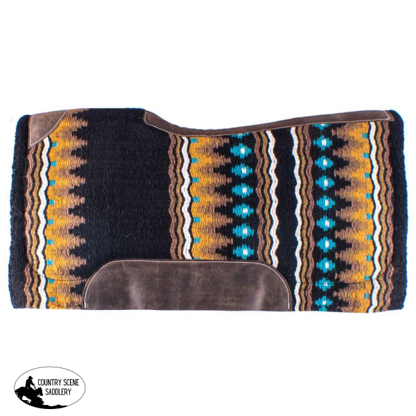 New! Showman® 34 X 36 3/4 Turquoise Mustard And Brown Colored Memory Felt Bottom Saddle Pad.