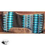Showman® 34" x 36" Black and Turquoise memory felt bottom saddle pad. - Country Scene Saddlery and Pet Supplies