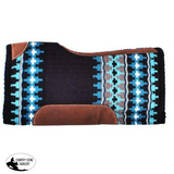 Showman® 34" x 36" Black and Turquoise memory felt bottom saddle pad. - Country Scene Saddlery and Pet Supplies