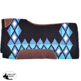 Showman® 34" x 36" Black, Blue, and Teal memory felt bottom saddle pad. - Country Scene Saddlery and Pet Supplies
