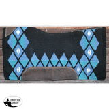Showman® 34" x 36" Black, Blue, and Teal memory felt bottom saddle pad. - Country Scene Saddlery and Pet Supplies