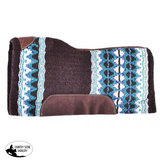 Showman® 34" x 36" Brown and Teal memory felt bottom saddle pad. - Country Scene Saddlery and Pet Supplies