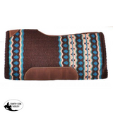 Showman® 34" x 36" Brown and Turquoise memory felt bottom saddle pad. - Country Scene Saddlery and Pet Supplies