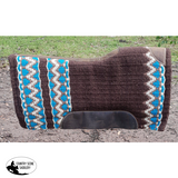 Showman® 34" x 36" Brown, Cream, and Turquoise memory felt bottom saddle pad. - Country Scene Saddlery and Pet Supplies