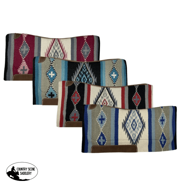 Showman ® 36 X 34 Wool Top Contoured Memory Felt Bottom Saddle Pad Navajo Diamond Western