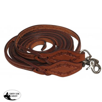 Showman ® 5/8 X 8Ft Argentina Cow Leather Barbed Wire Tooled Split Reins Western