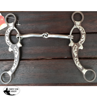 Showman ® 5 Brown Snaffle Bit With Engraved Silver Overlays.