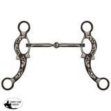 New! Showman ® 5 Brown Snaffle Bit With Engraved Silver Overlays.
