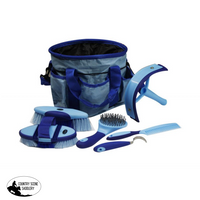 Showman ® 6 Piece Soft Grip Grooming Kit With Nylon Carrying Bag. Blue Grooming
