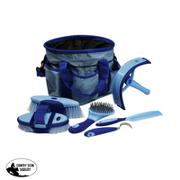 Showman ® 6 Piece Soft Grip Grooming Kit With Nylon Carrying Bag. Blue Grooming