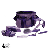 Showman ® 6 Piece Soft Grip Grooming Kit With Nylon Carrying Bag. Purple Grooming