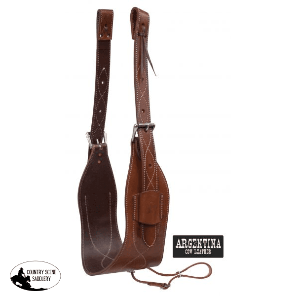 Showman ® 7 Wide Contoured Argentina Cow Leather Back Cinch With Roller Buckles. Back Cinch