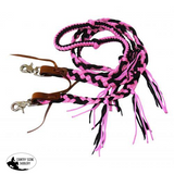 New! Showman ® 8 Ft Braided Nylon Reins With Tassels. Pink