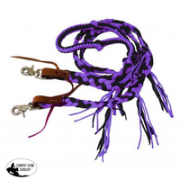 New! Showman ® 8 Ft Braided Nylon Reins With Tassels. Purple On Back Order