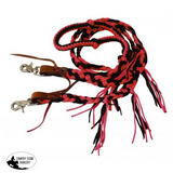 New! Showman ® 8 Ft Braided Nylon Reins With Tassels. Red