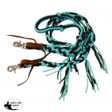 New! Showman ® 8 Ft Braided Nylon Reins With Tassels. Teal